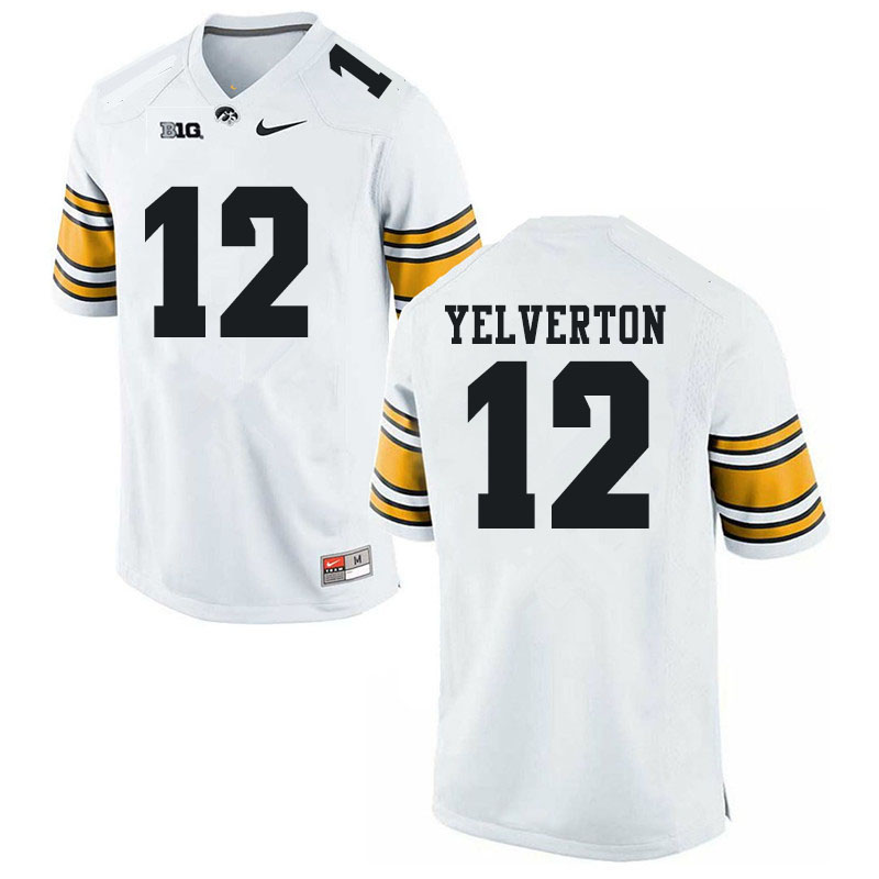 Men #12 Elijah Yelverton Iowa Hawkeyes College Football Jerseys Sale-White
